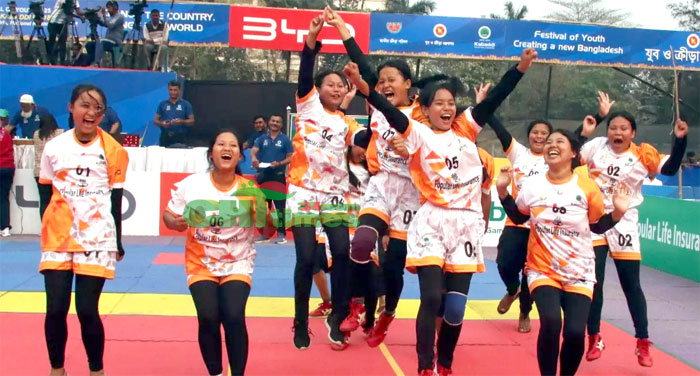 যুব কাবাডির জাতীয় পর্বে চ্যাম্পিয়ন রাঙামাটির বালিকারা