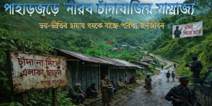 পাহাড়জুড়ে‘নীরব চাঁদাবাজির সাম্রাজ্য’ভয়-ভীতির ছায়ায় থমকে যাচ্ছে পার্বত্য জনজীবন