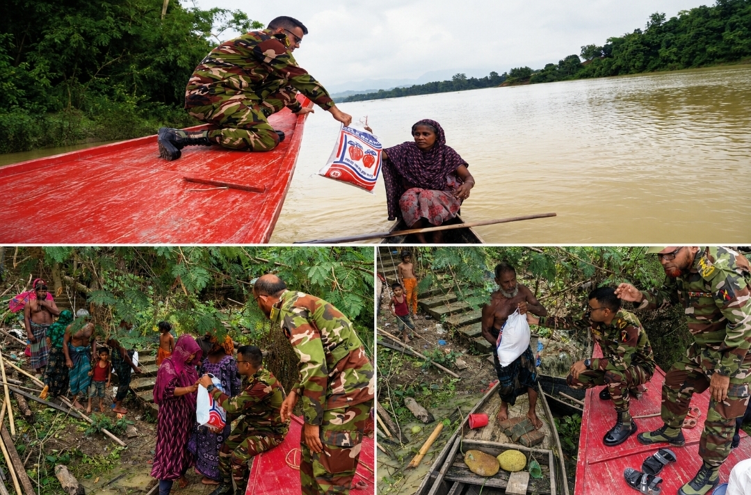 পাহাড় ধসে ক্ষতিগ্রস্ত ৬৪ পরিবারের মাঝে সেনাবাহিনীর ত্রাণ বিতরণ